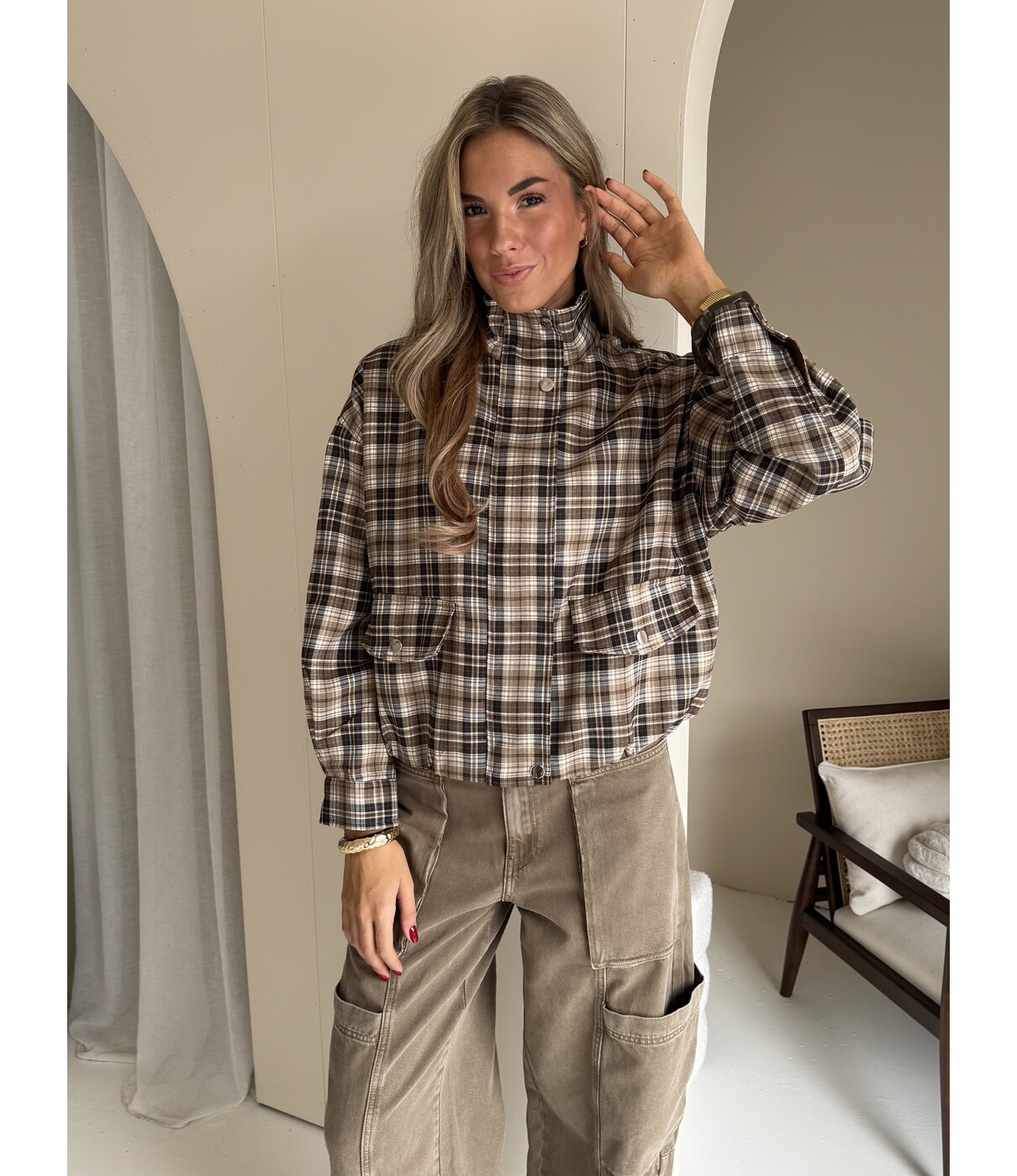Jasje geruit bruin | Sienna