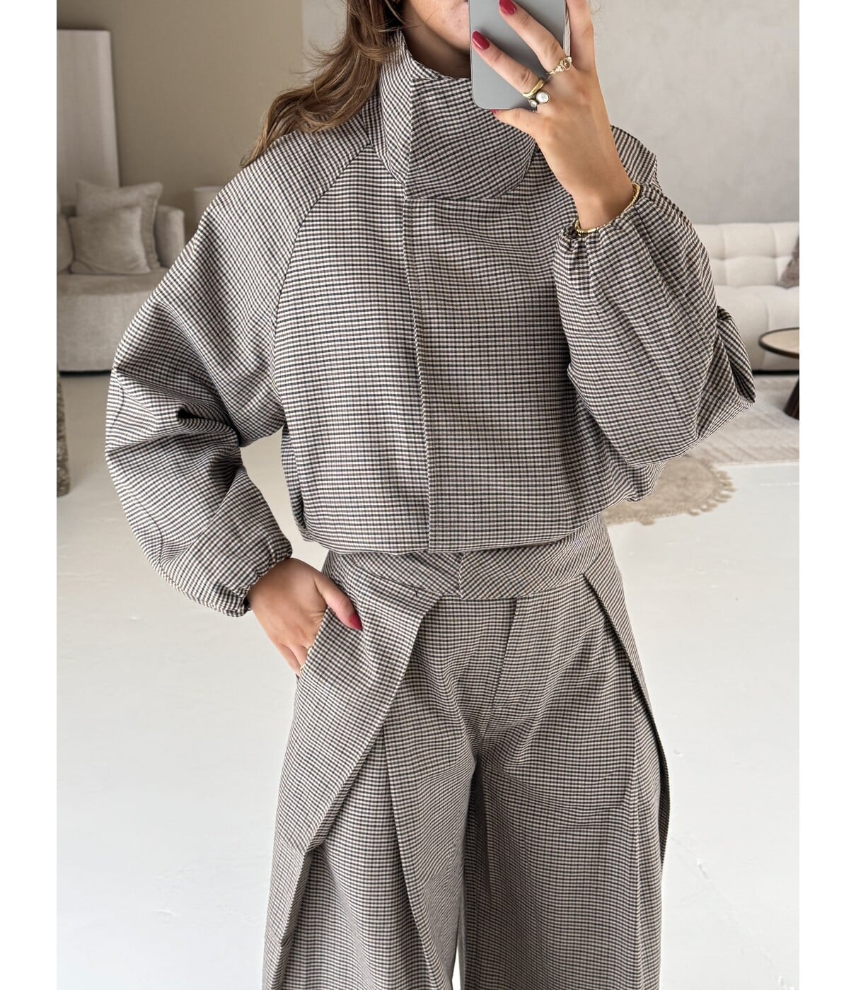 Jasje geruit taupe | Kaia