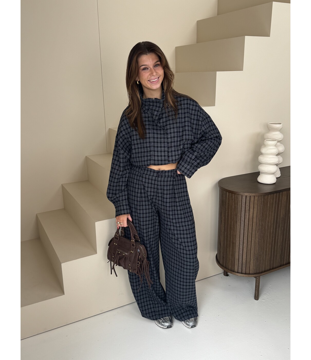 Broek geruit blauw | Alina