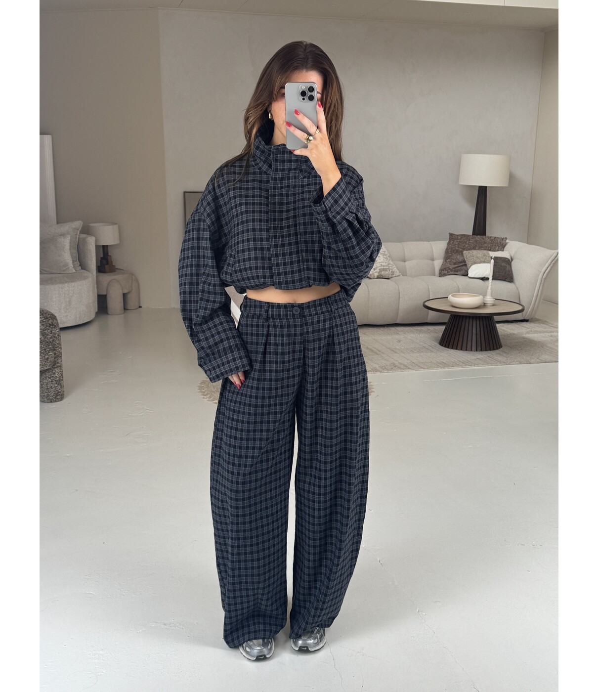 Broek geruit blauw | Alina
