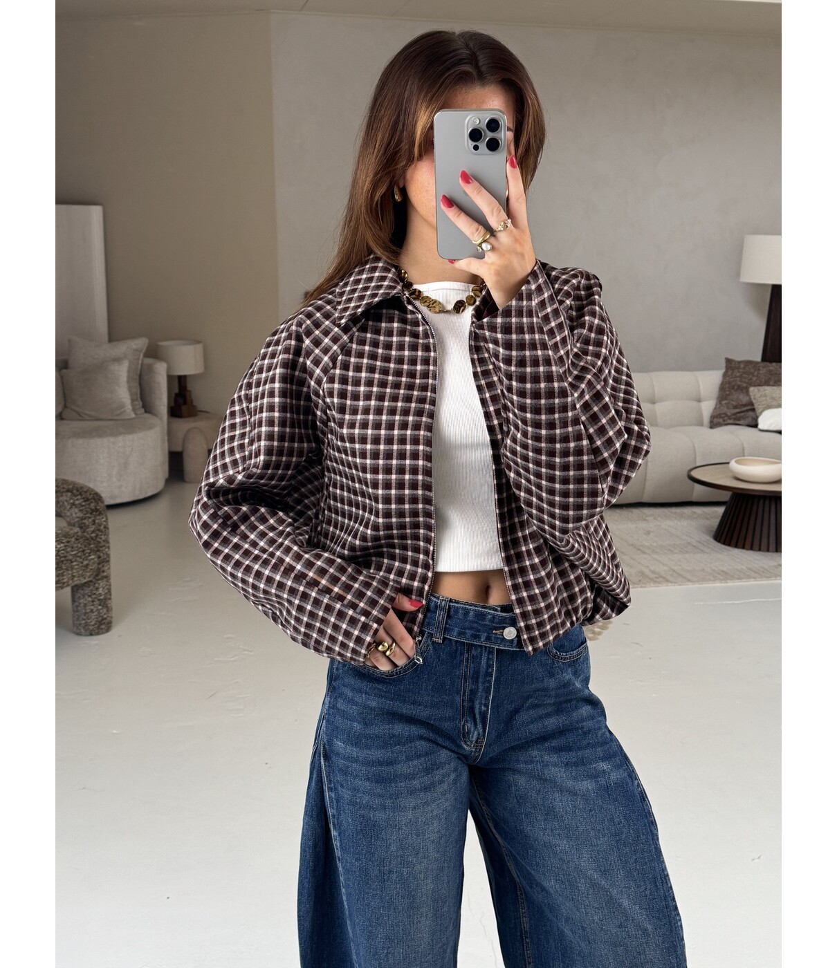 Jasje geruit plum | Liv
