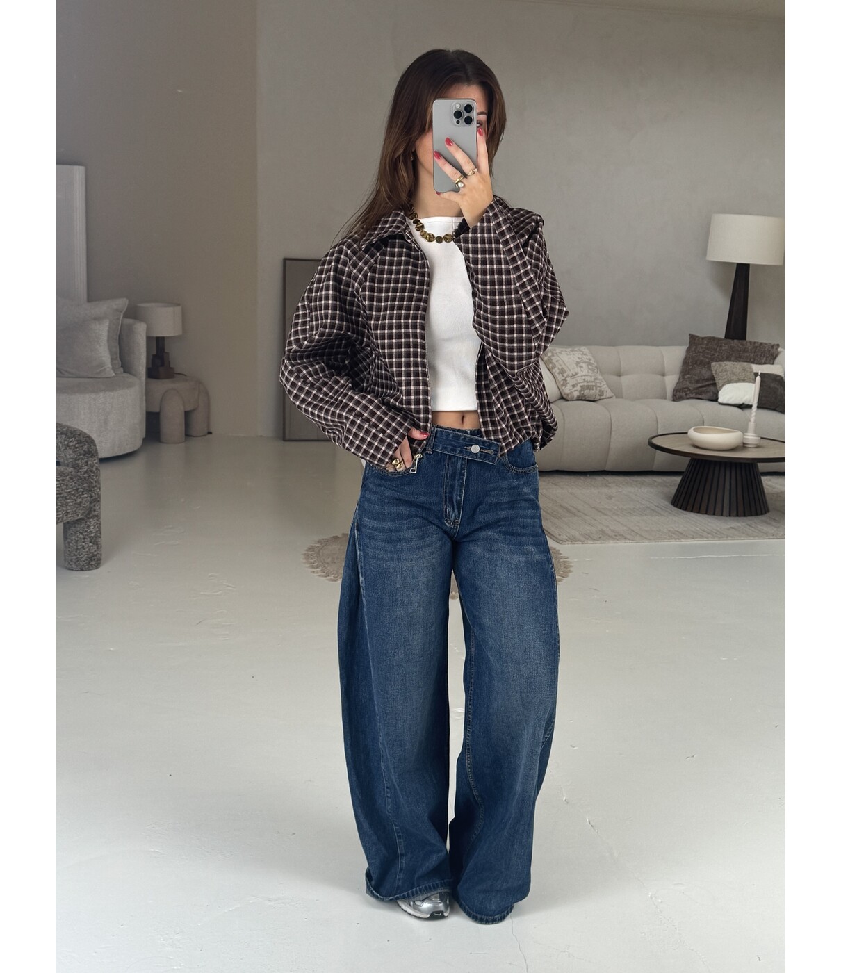 Jasje geruit plum | Liv