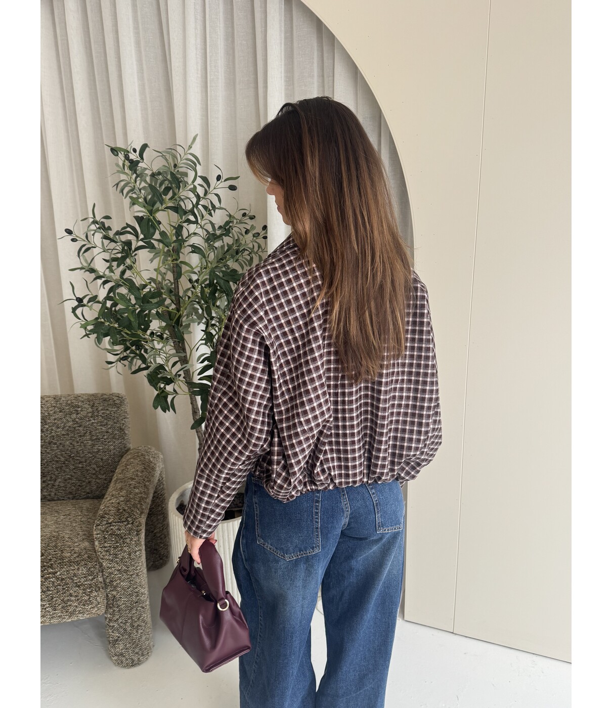 Jasje geruit plum | Liv