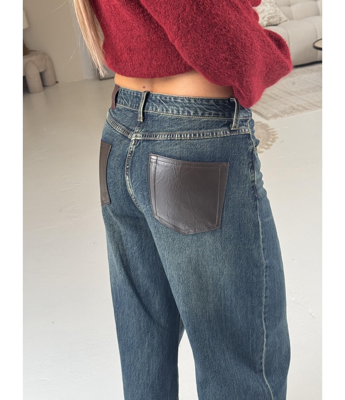 Jeans balloon brown pocket