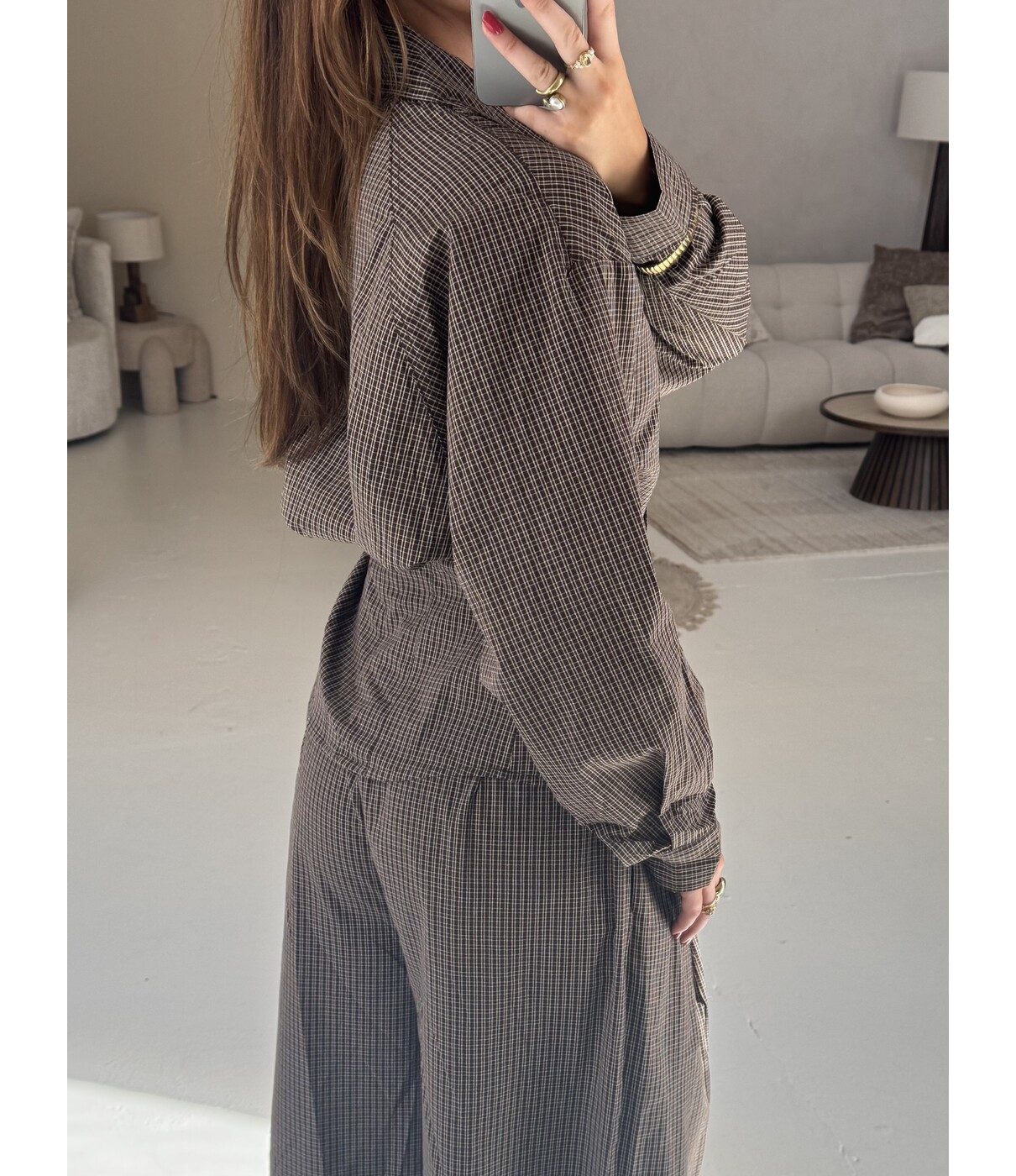 Blouse geruit bruin | Rianne