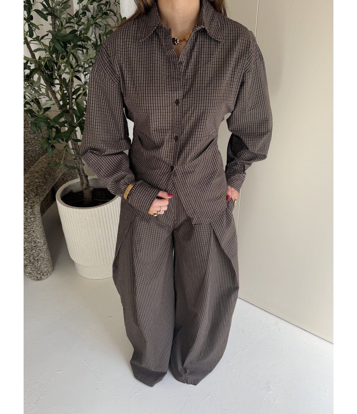 Blouse geruit bruin | Rianne