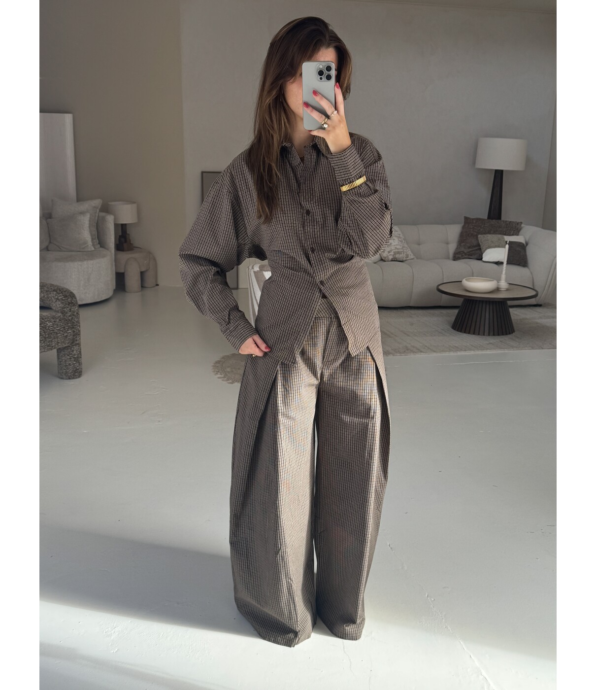 Broek geruit bruin | Silvia