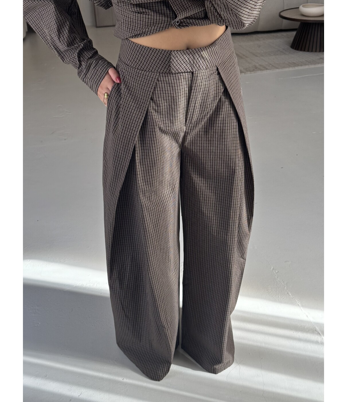 Broek geruit bruin | Silvia