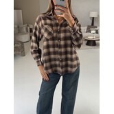 Blouse geruit bruin glitters | Lare
