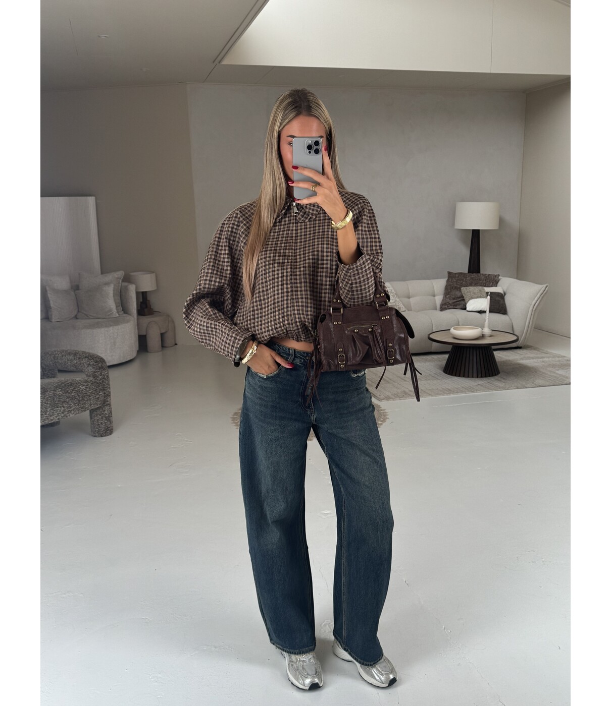 Jasje geruit camel | Iris