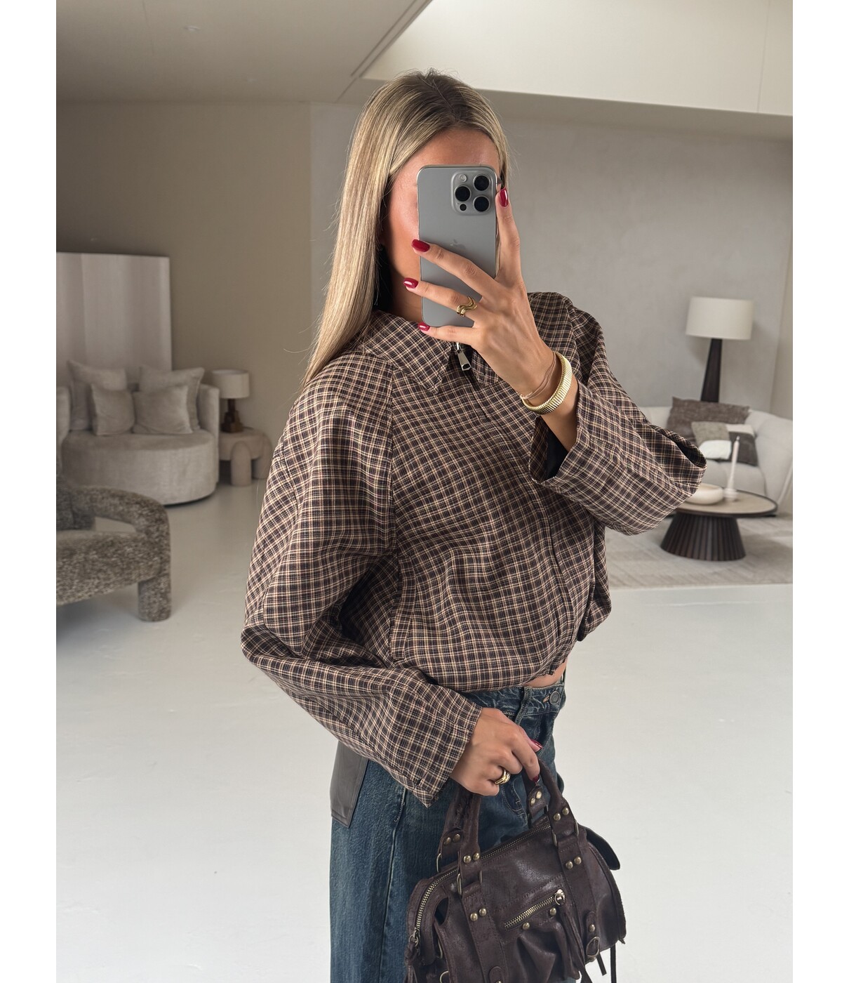 Jasje geruit camel | Iris