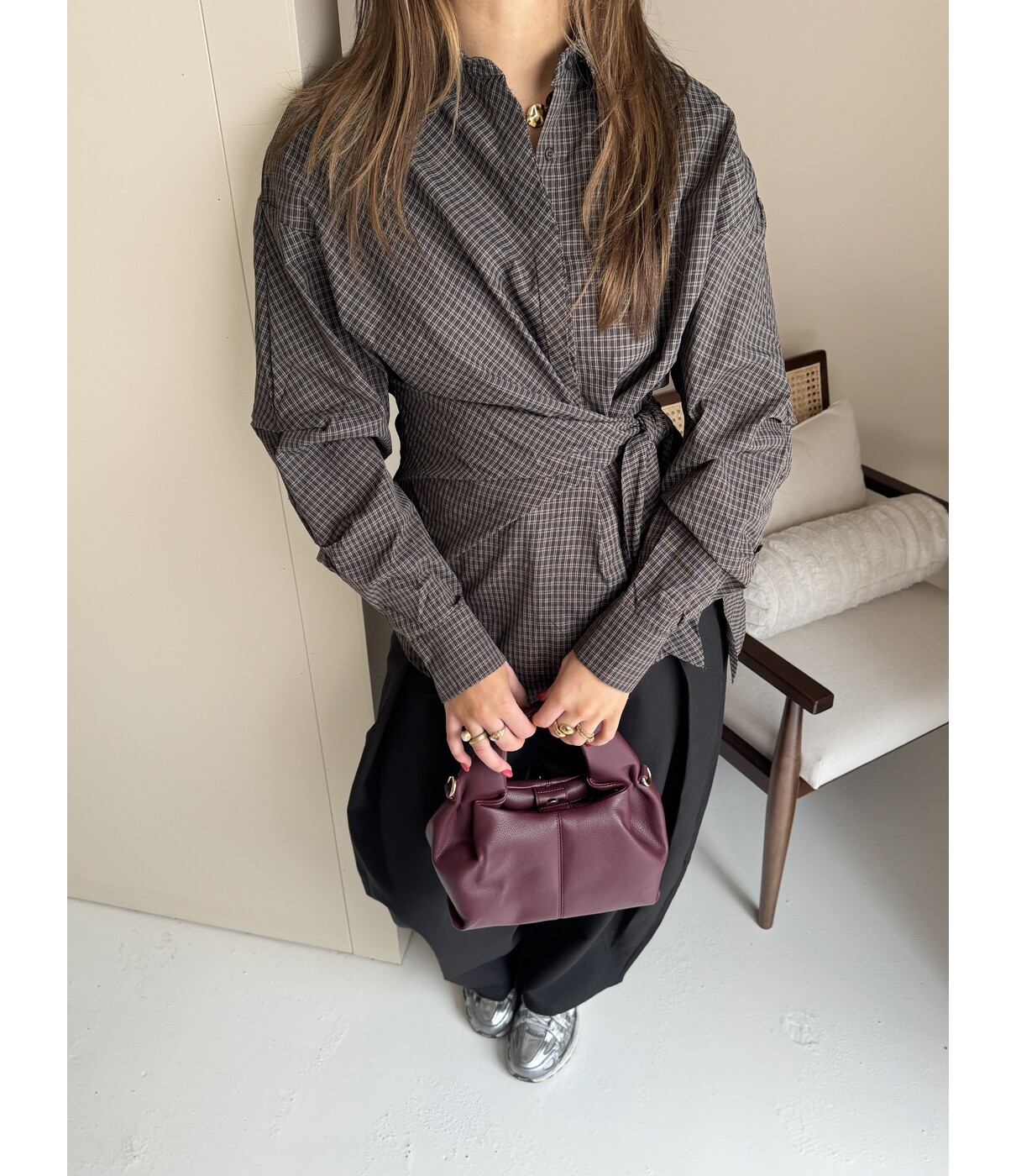 Blouse geruit bruin | Lucinda