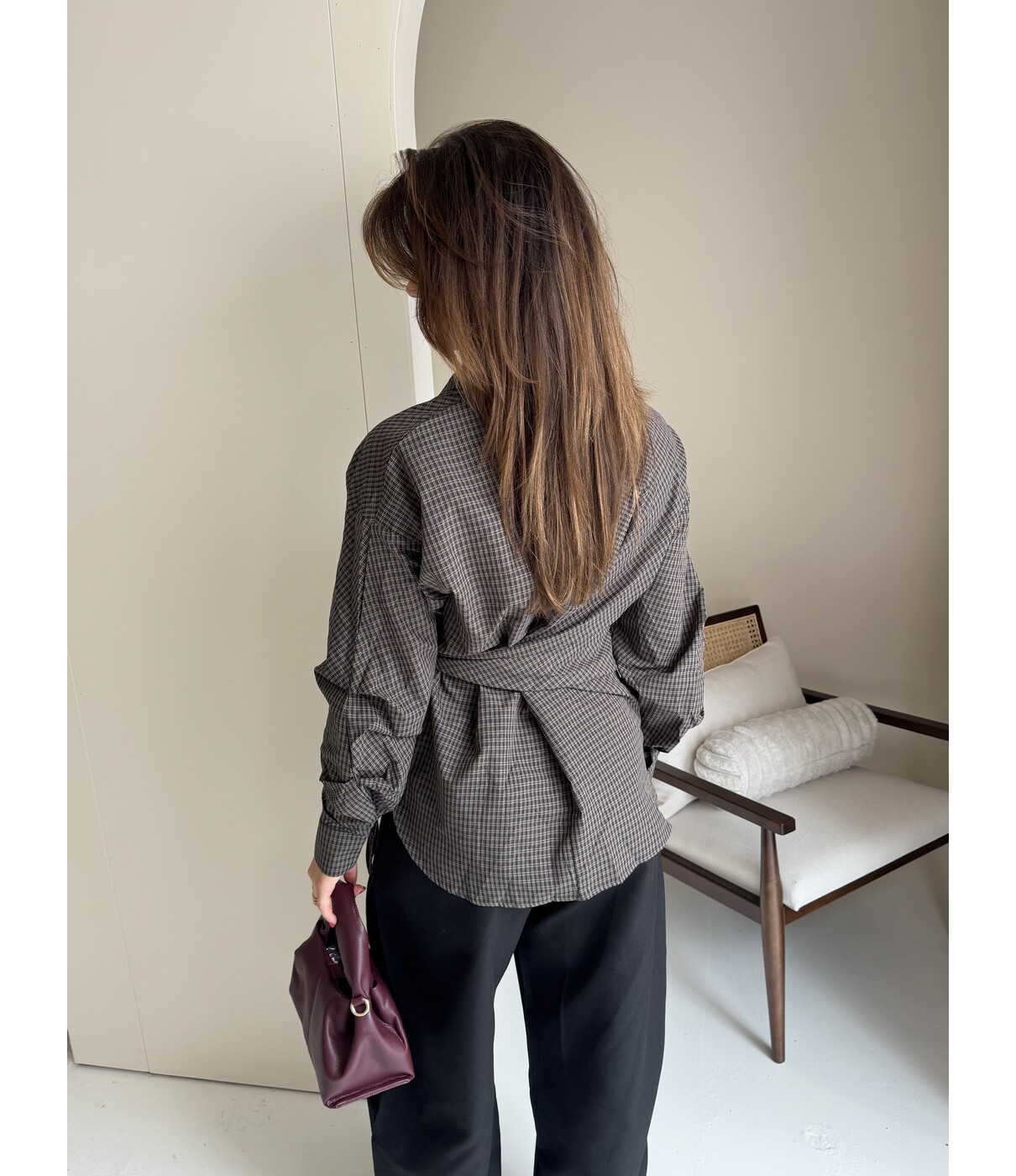 Blouse geruit bruin | Lucinda