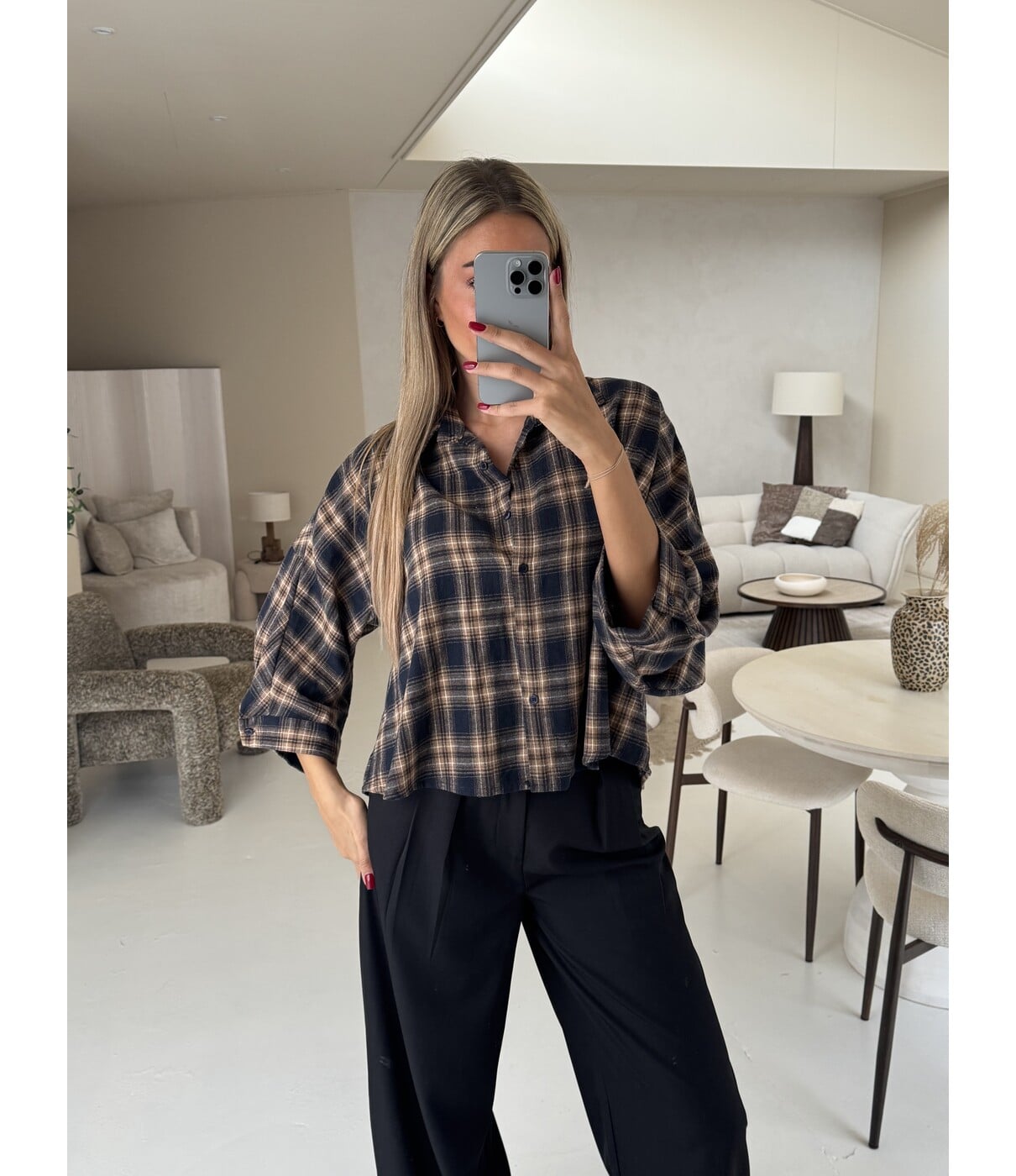 Blouse geruit blauw | Pauline