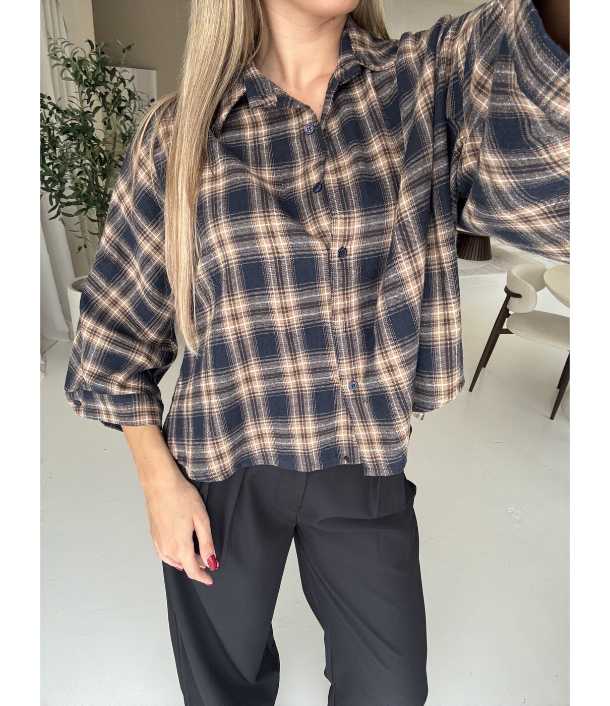 Blouse geruit blauw | Pauline