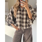 Blouse geruit beige/bruin | Mira