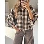 Blouse geruit beige/bruin | Mira