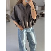 Blouse geruit taupe | Iva
