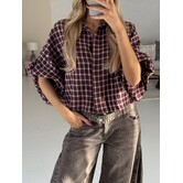 Blouse geruit bordeaux | Iva