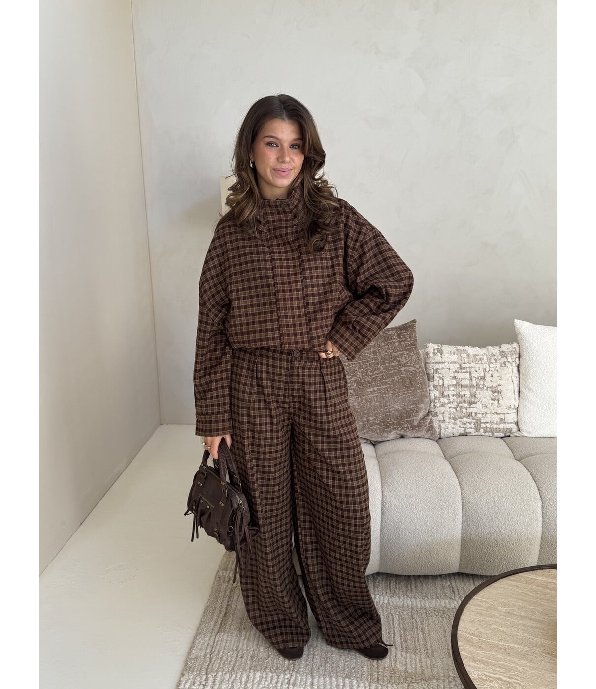 Broek geruit bruin | Alina