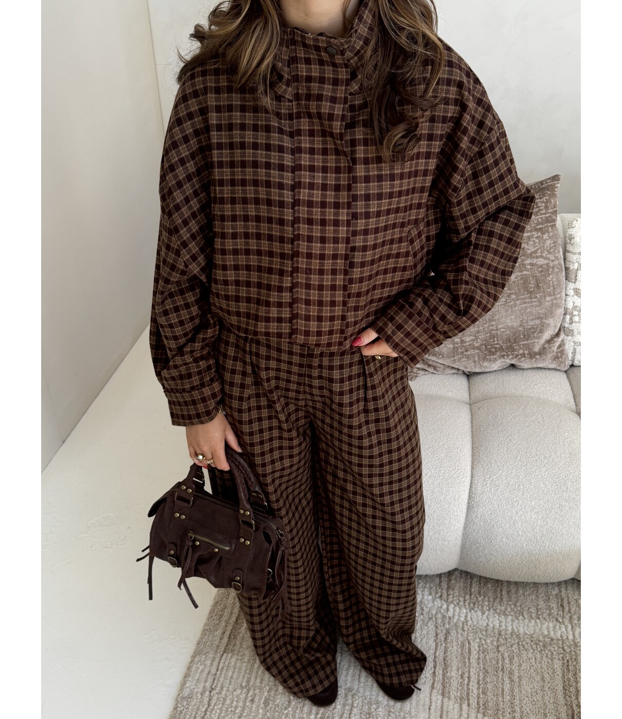 Broek geruit bruin | Alina
