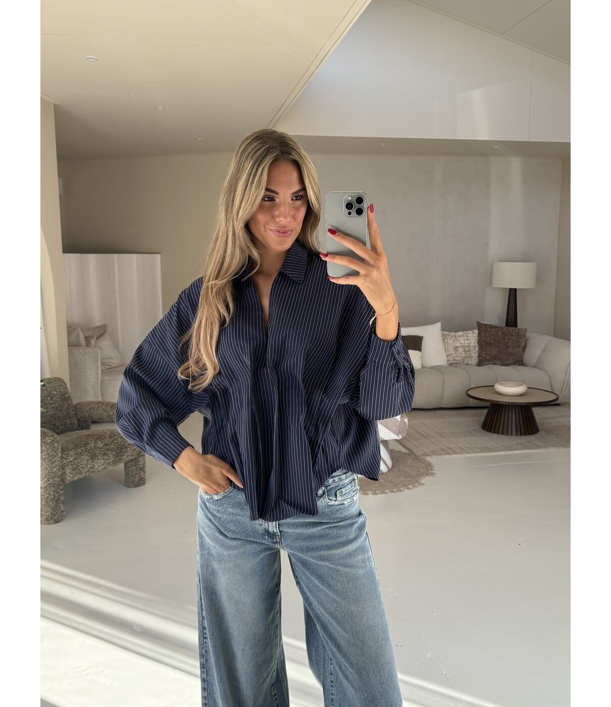 Blouse gestreept blauw | Eliza