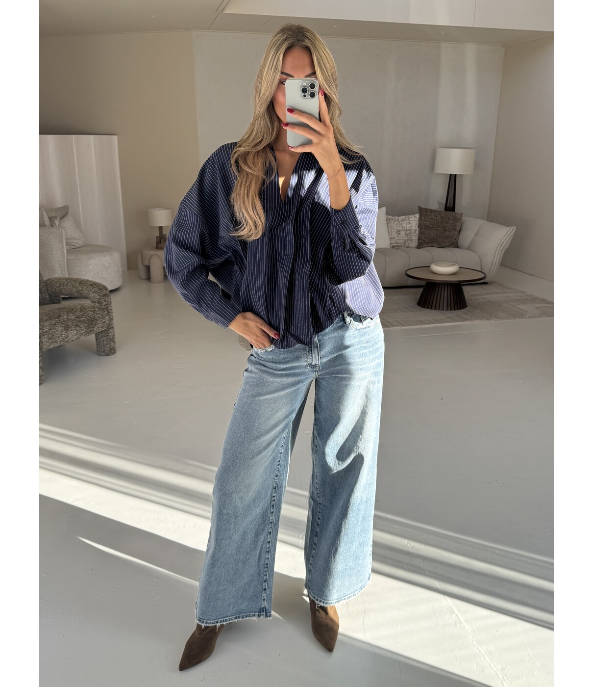 Blouse gestreept blauw | Eliza