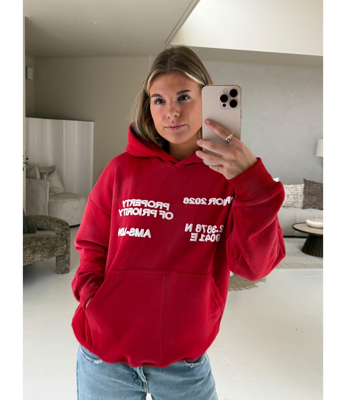 Priority AMS-LDN hoodie | rood