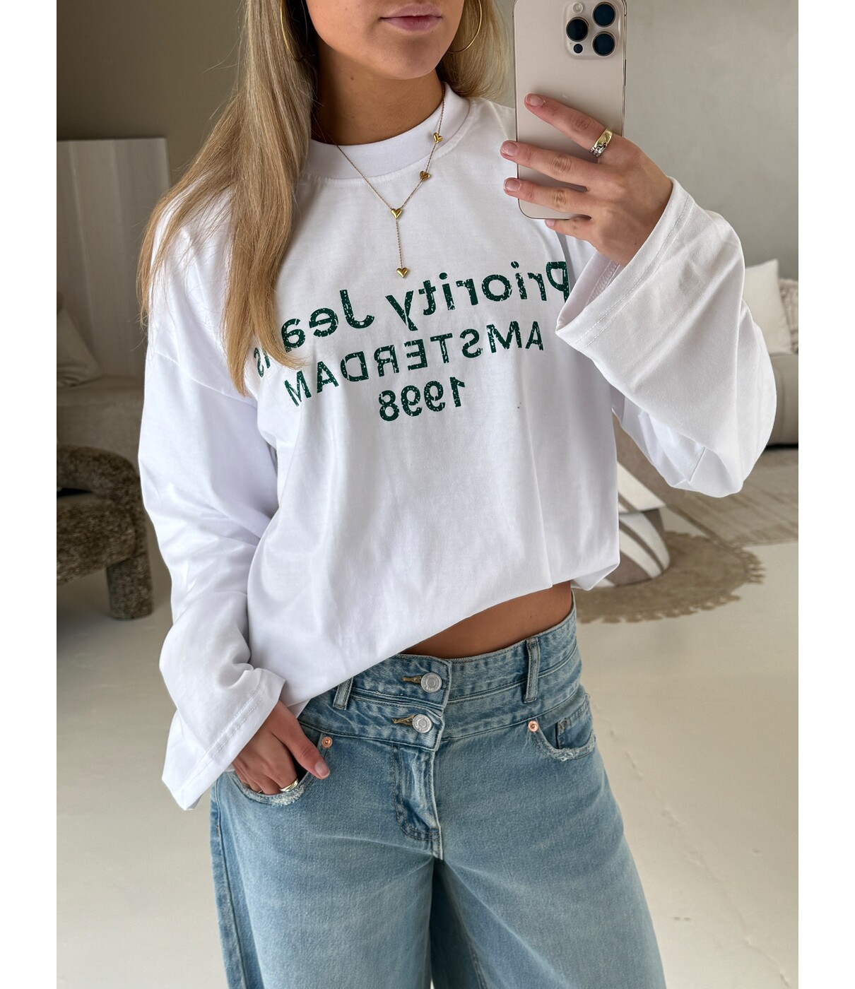 Priority Amsterdam longsleeve | wit/groen