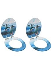  Toiletbrillen met soft-close deksel 2 st pinguïn MDF