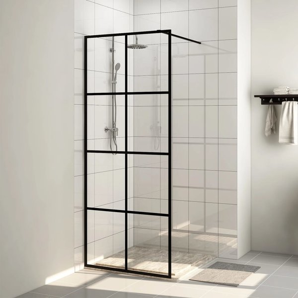 Inloopdouchewand 80x195 cm ESG-glas transparant en zwart