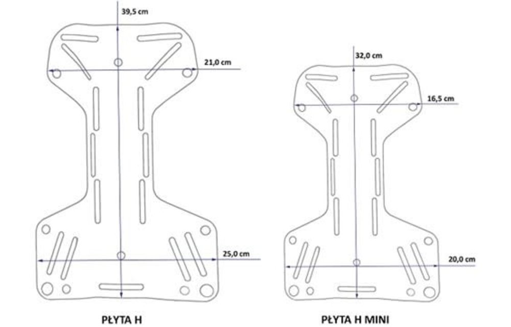 H-shape MINI backplate alu 3mm (0,31 kg)
