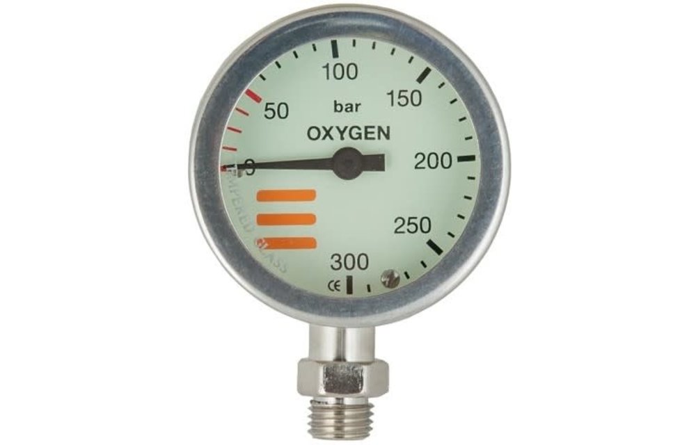 Manometer diam 52 mm, scale 300 bar, working pressure 230 bar, nickel - head only