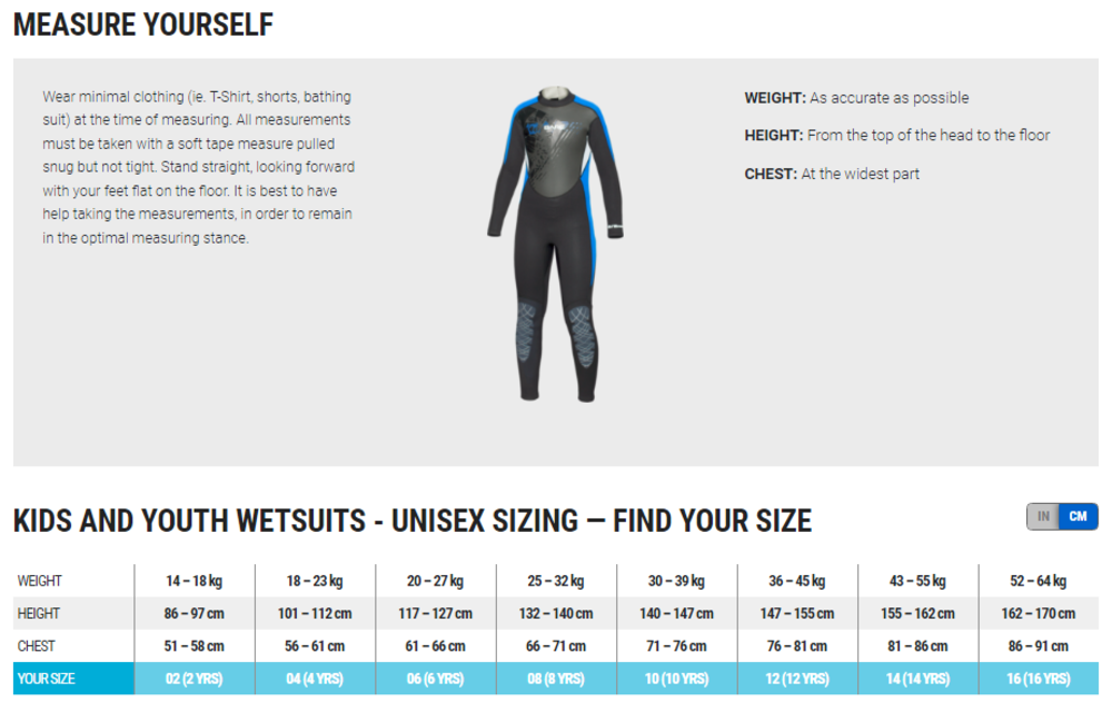 Bare 3/2mm Manta Full Blue - Kids
