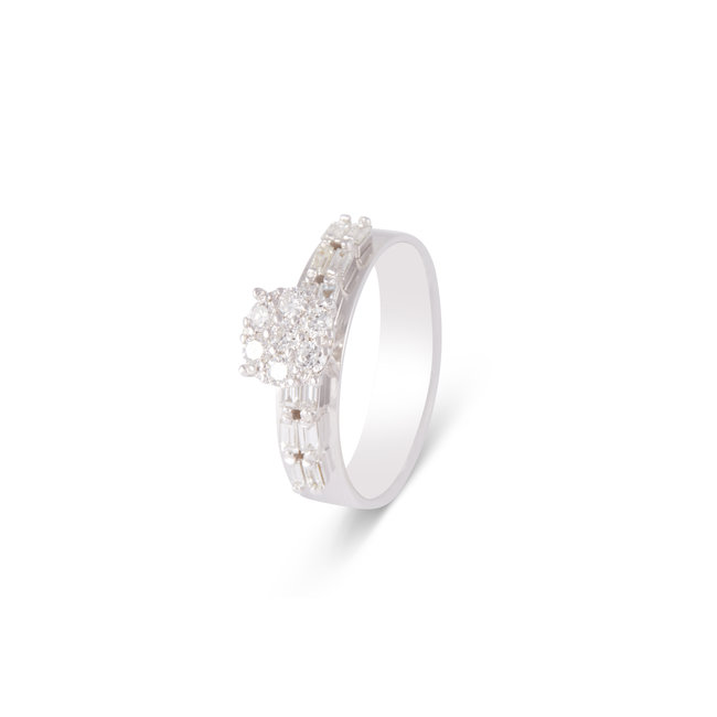 14k witgouden clusterring, 0,60 ct diamant