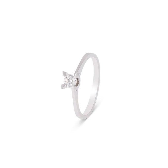 Witgouden solitairring, 0,24 ct DE diamant
