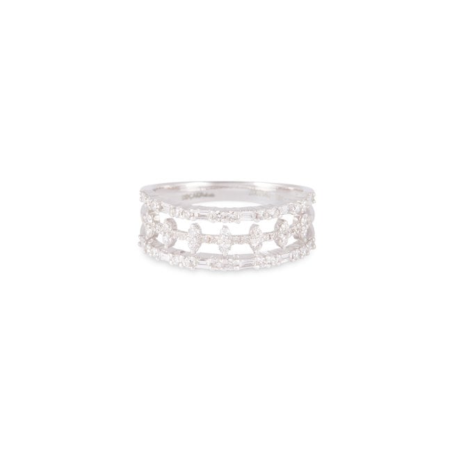 Witgouden ring drie banen, 0,61 ct diamant