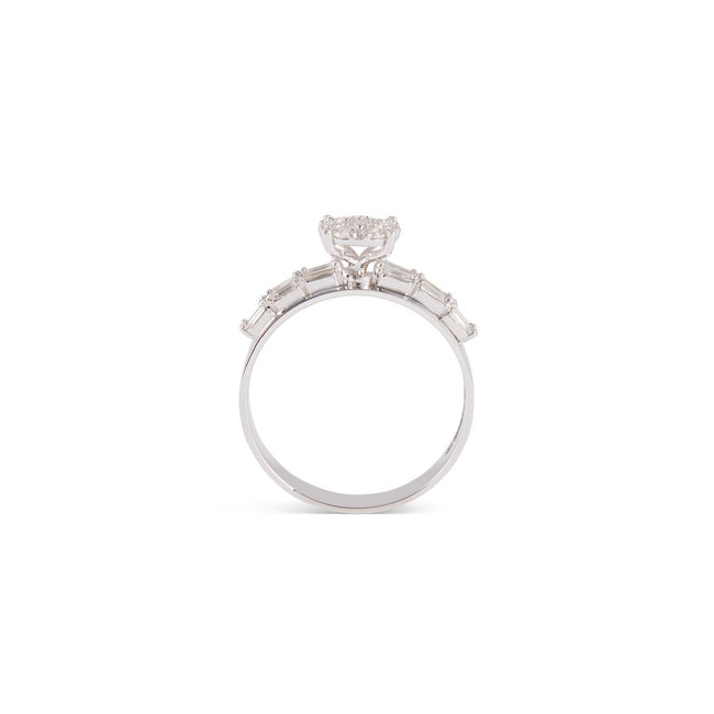 14k witgouden clusterring, 0,60 ct diamant