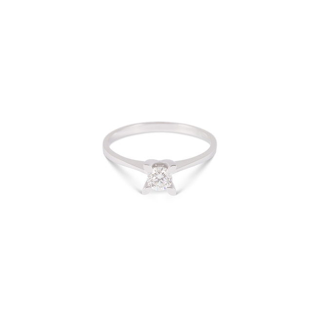 Witgouden Solitaire Ring met Natuurlijke Diamant