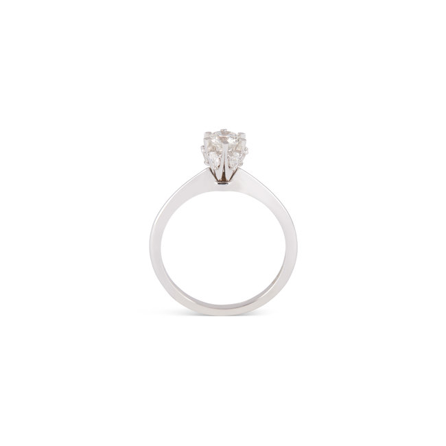 Witgouden solitaire ring, 0,63 ct diamant