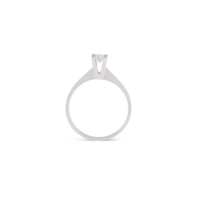 Witgouden Ring met Natuurlijke Solitaire Diamant
