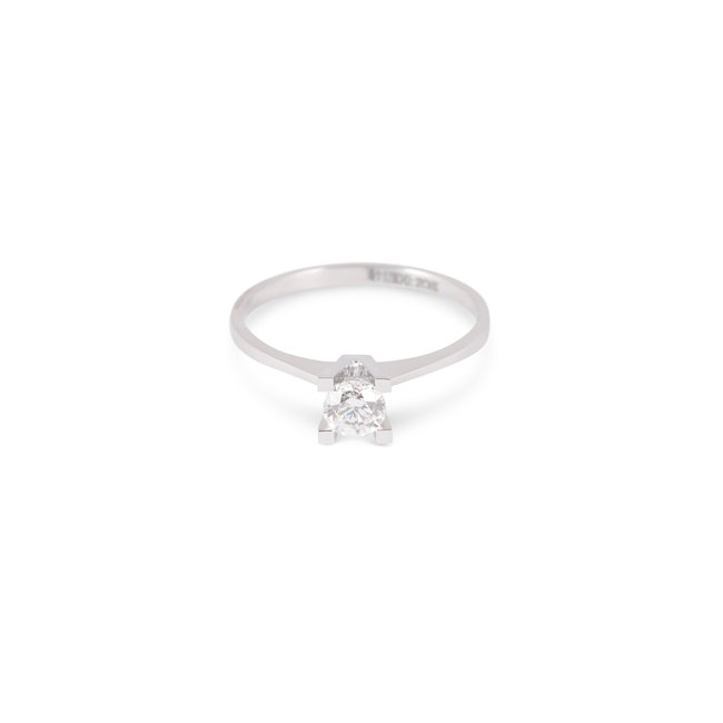 Witgouden Ring met Natuurlijke Solitaire Diamant