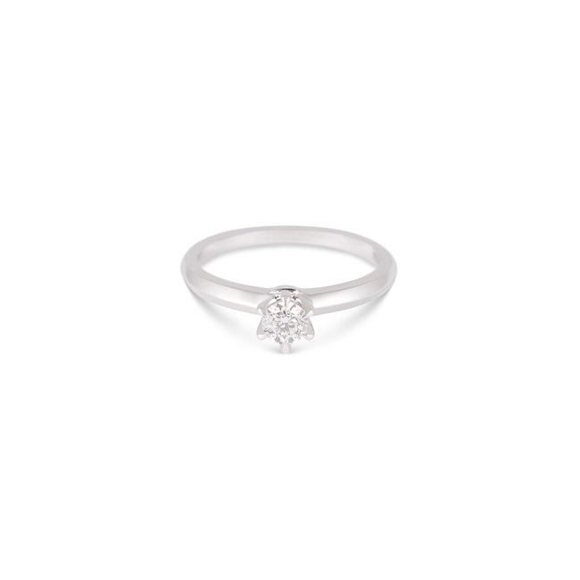 Elegante Witgouden Ring met Natuurlijke Solitaire Diamant