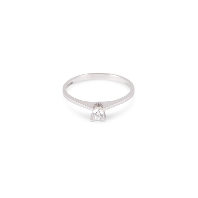 Elegante Witgouden Ring met Natuurlijke Solitaire Diamant