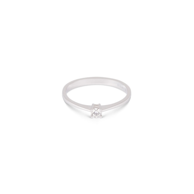 Elegante Witgouden Ring met Natuurlijke Solitaire Diamant