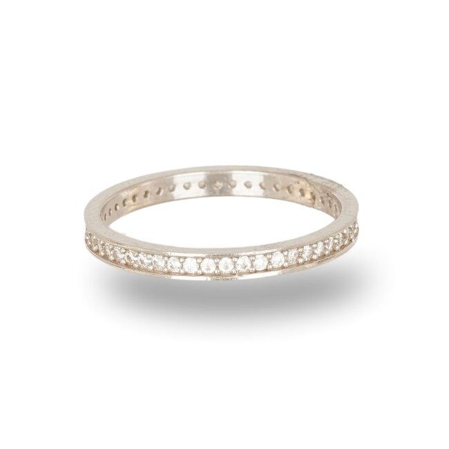 Slanke Witgouden Eternity Ring met Zirkonia Rij