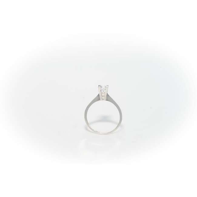 Minimalistische Witgouden Ring met Grote Zirkonia Steen