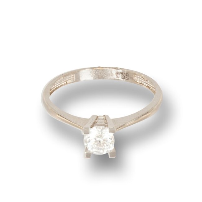 Minimalistische Witgouden Ring met Grote Zirkonia Steen