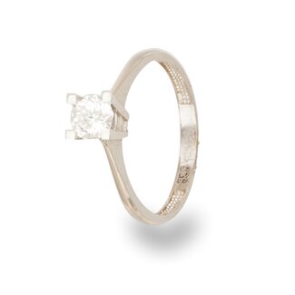 Klassieke Solitaire Ring Witgoud