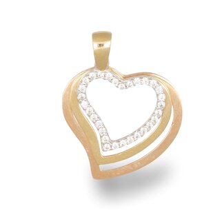 Dubbele hart hanger met zirkonia